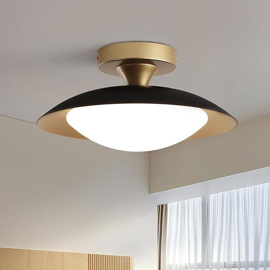 Dimmable Mid Century Modern Flush Mount Ceiling Light, Small LED Ceiling Light 5CCT 11.8in Black and Gold Kitchen Light Fxitures with Acrylic Shade for Hallway Entryway Bedroom Kitchen Laundry Room