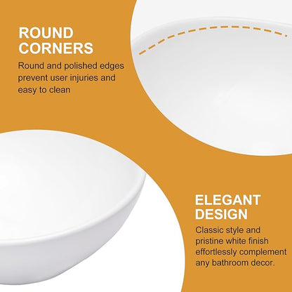 Mocoloo Oval Vessel Sink 16'' x 13'' Bathroom Sink Countertop Oval Shape Small Ceramic Bathroom Sinks White Porcelain Vanity Bowl Above Counter Art Basin