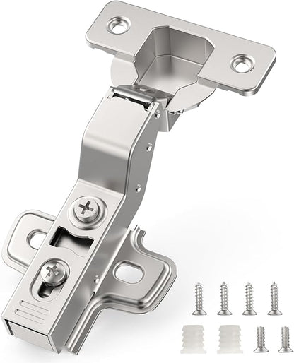 Chibery 20 Pack Inset Soft Close Concealed Frameless Cabinet Hinges, Satin Nickel, 105°, Stop at Will 45-105 Degree, Self Closing, 3D Adjustment, Clip On, Stainless Steel for Cupboard Kitchen