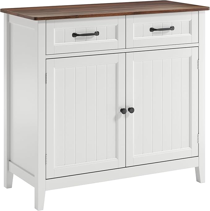 Bealife 32" Buffet Cabinet, Kitchen Island with Storage, Coffee Bar Cabinet with 2 Drawers and Adjustable Shelf, Kitchen Storage Cabinet for Dining Room, Living Room, Entryway (Retro)