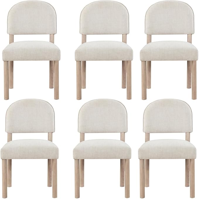 Farmhouse Dining Chairs Set of 2 - Upholstered Mid Century Armless Side Chairs with Back, Durable Polyester Fabric for Kitchen Island, Living Room, Restaurant