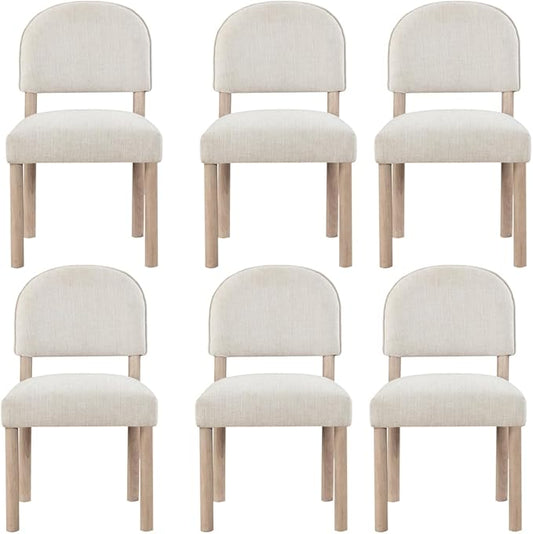 Farmhouse Dining Chairs Set of 2 - Upholstered Mid Century Armless Side Chairs with Back, Durable Polyester Fabric for Kitchen Island, Living Room, Restaurant