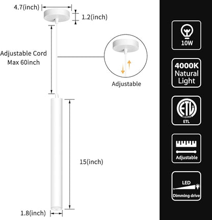 OKELI Modern Pendant Lights 4000K White LED Dimmable Pendant Light Fixtures Pendant Lighting for Kitchen Island,Bar,Bedroom, 15.7inch, 10W, ETL, 3Pack