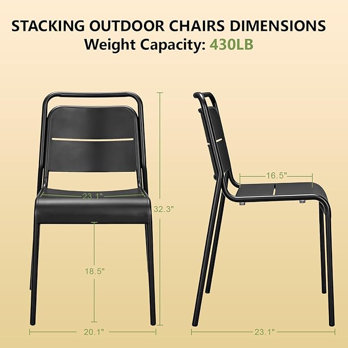 Metal Dining Chairs Set of 4, Stackable Metal Kitchen Chairs