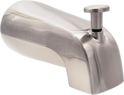 Westbrass E531D-1F-2-07 5-1/4" Reach Wall Mount Tub Spout with Front Diverter, Satin Nickel (2-Pack)