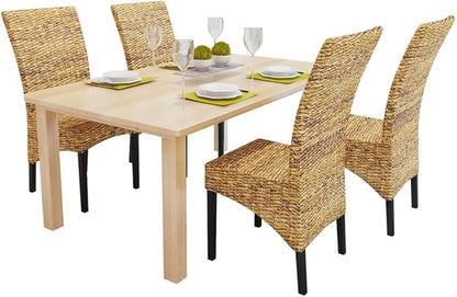 4 Piece Handmade Manila Abaca Dining Chairs Solid Mango Wood 18.5 in Wide Seat 38.2 in Tall Modern Farmhouse Accent Seating for Dining Room Kitchen Living Room