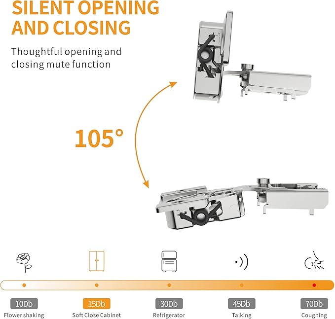 Chibery 30 Pack 3/8" Overlay 4D Soft Close Concealed Hinges for Face Frame Door, Adjustable Closing Speed, Smooth Slow Self Close Hinges, Satin Nickel, 105° Open Angle Stainless Steel Cabinet Hinges