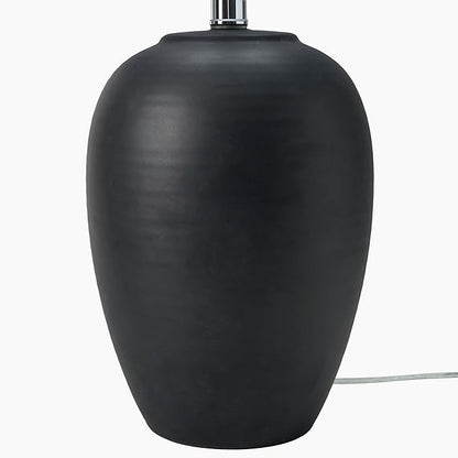 Nourison Home 23" Black Vintage Distressed Ceramic Pot Table Lamp for Bedroom, Living Room, End Table, with White Tapered Drum Shade