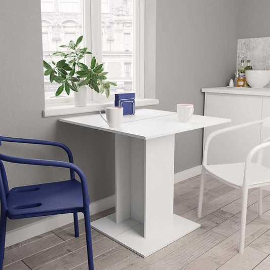 Modern Small Dining Table 31.5 in Square White Engineered Wood Matte Finish Dinner Table for 4 Indoor Kitchen Dining Room Apartment