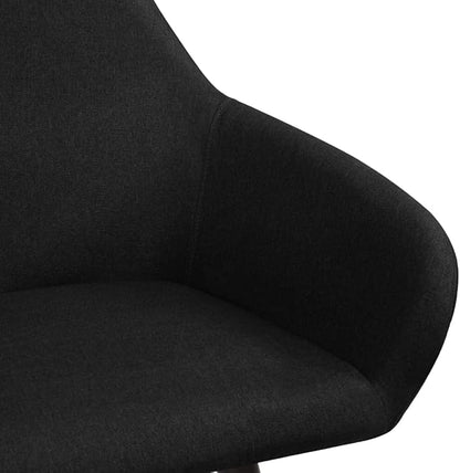 Scandinavian Modern Dining Chairs Set of 2 Black Polyester Fabric Upholstered with Solid Wood Legs for Dining Room Kitchen and Living Room