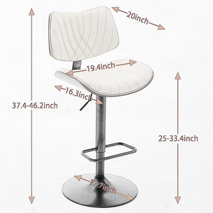 Walnut Bentwood Stools Mid Century Modern Adjustable Counter Height Black Leather Upholstered 360°Swivel Chairs for Kitchen Island/Dining Room/Cafe