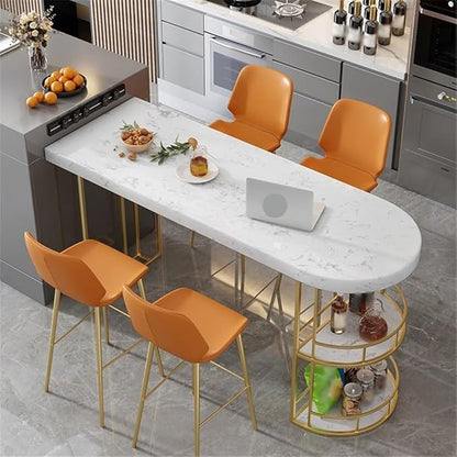 Pub Tables Light Luxury Marble Bar Table with Double Storage Living Room Partition Island High Table Counter Table(Gold,200 * 45 * 100cm)