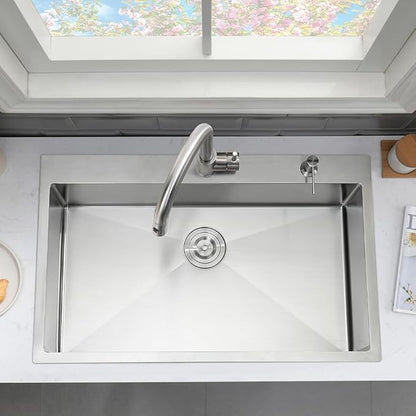33 x 22 Drop In Kitchen Sink and Faucet Combo Set-VASOYO Stainless Kitchen Sinks Drop In Topmount Stainless Steel Deep Single Bowl Overmount Sink with Faucet