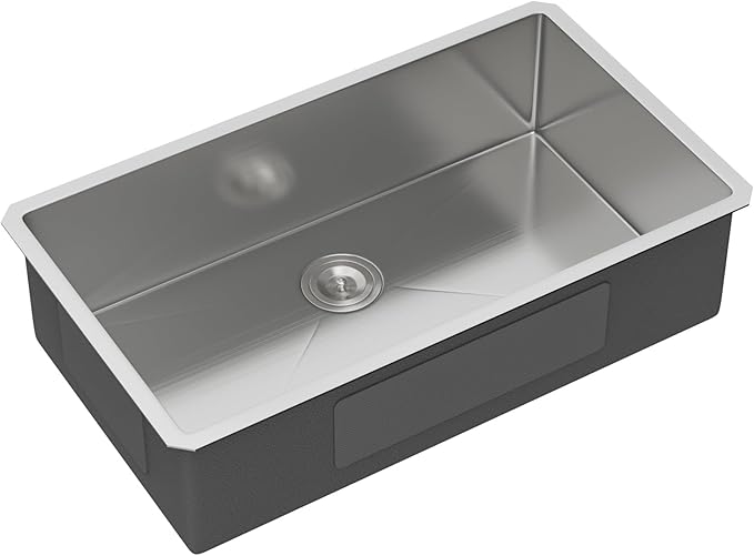 33 Inch Undermount Kitchen Sink 16 Gague Stainless Steel Single Bowl Handmade Kitchen Sinks Large Deep Under Counter Basin 33"x19"x9"