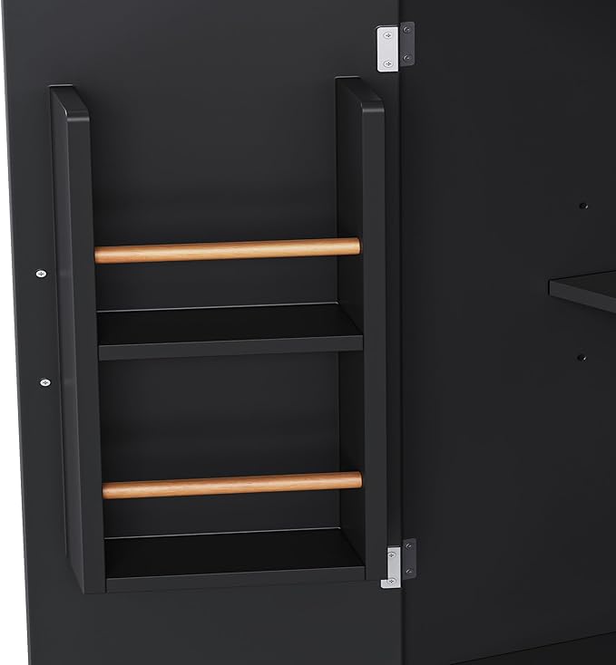 Ball & Cast 56" Large Kitchen Island with Drop Leaf and Power Outlet,Rolling Kitchen Cart on 4 Wheels W/ 6 Drawers,Folding Storage Dining Table W/Spice & Towel Rack,for Kitchen,Dining Room,Black