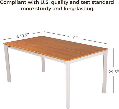 Grand patio 7-Piece Outdoor Dining Set for 6, Metal Woven Wicker Fixed Patio Chairs with Thickened Cushions & 1 Walnut-Like Aluminum Dining Table with Umbrella Hole for Backyard Deck