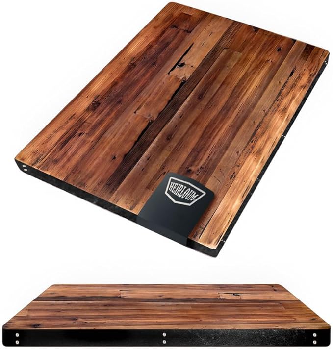 Reclaimed Wood Table Top - Rustic Recycled Solid Wooden Piece Perfect for Signs, Counters, Kitchens, Dining and Coffee Table Tops (Reclaimed Wood Table Top with Metal Edge, 24" x 48")