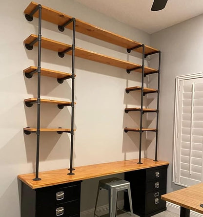 FOF FRIEND OF FAMILY(14" Deep,2Pcs Industrial Retro Wall Mount Iron Pipe Shelf,DIY Open Bookshelf,Hung Bracket,Home Improvement Kitchen Shelves,Tool Utility Shelves, Office Shelves,Bookshelves