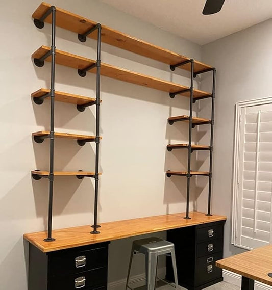 FOF FRIEND OF FAMILY(14" Deep,2Pcs Industrial Retro Wall Mount Iron Pipe Shelf,DIY Open Bookshelf,Hung Bracket,Home Improvement Kitchen Shelves,Tool Utility Shelves, Office Shelves,Bookshelves