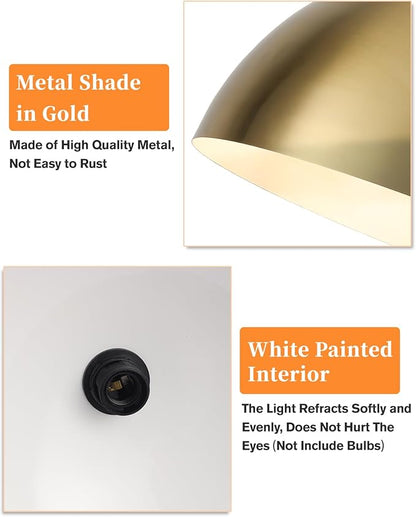 Gold Pendant Light 15.7" Large Pendant Lights Kitchen Island, Farmhouse Dome Pendant Lamp for Hallway Dining Room Bedroom Bar Cafe