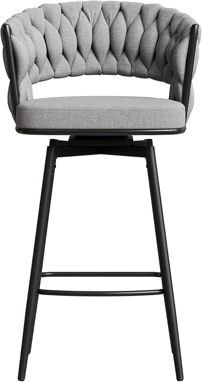 360°Swivel Bar Chairs Set of 2, Equipped with Soft Cushioned backrest Counter Stool, Metal Leg Luxury Kitchen Chair, Suitable for Family Dining, Kitchen Island