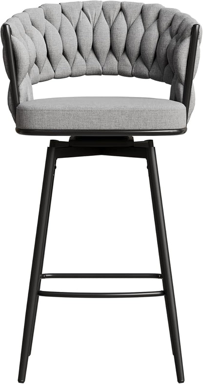 360°Swivel Bar Chairs Set of 2, Equipped with Soft Cushioned backrest Counter Stool, Metal Leg Luxury Kitchen Chair, Suitable for Family Dining, Kitchen Island
