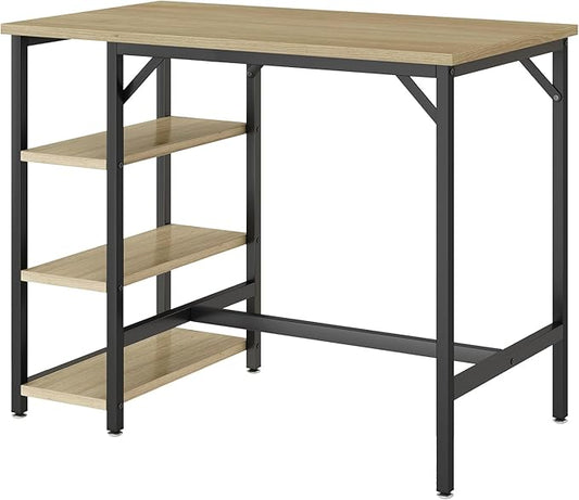 IBUYKE 40”H Bar Table with 3 Storage Shelves, High Dining Table for Kitchen, Counter Table, Industrial Standing Computer Desk UTMJ054Y
