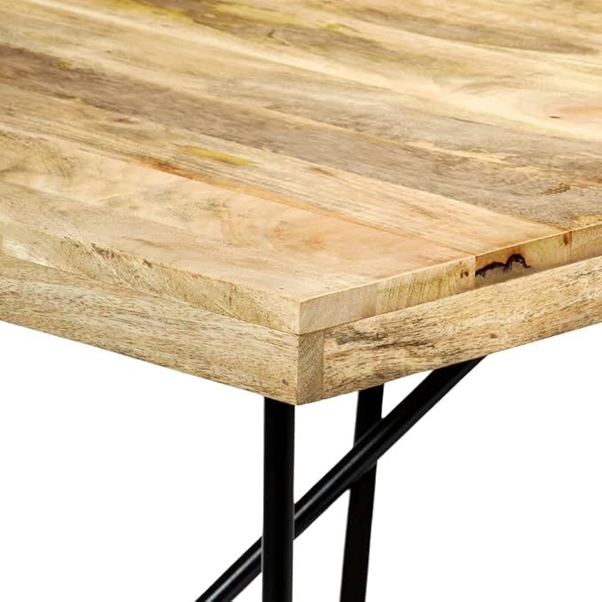 Solid Mango Wood Dining Table 70.9"x35.4" Industrial Style Kitchen Island Table with Steel Legs for Dining Room and Small Spaces