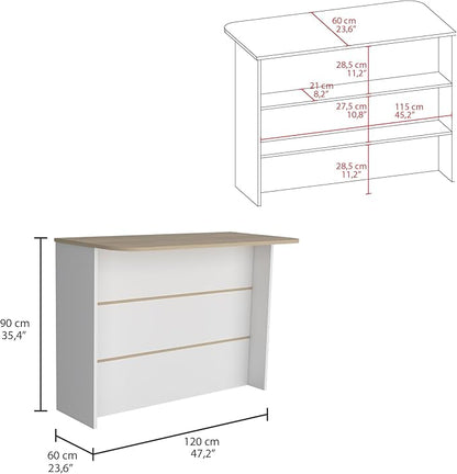 GOWE Ginger Kitchen Island, Three Open Shelves, Two Cabinets