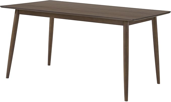 Alaterre Furniture Calais Dining – Mid Century Modern 59-Inch Rectangular Dining Table for 4 – Solid Wood Kitchen and Dining Room Table with Minimalist Design (Warm Walnut Finish)
