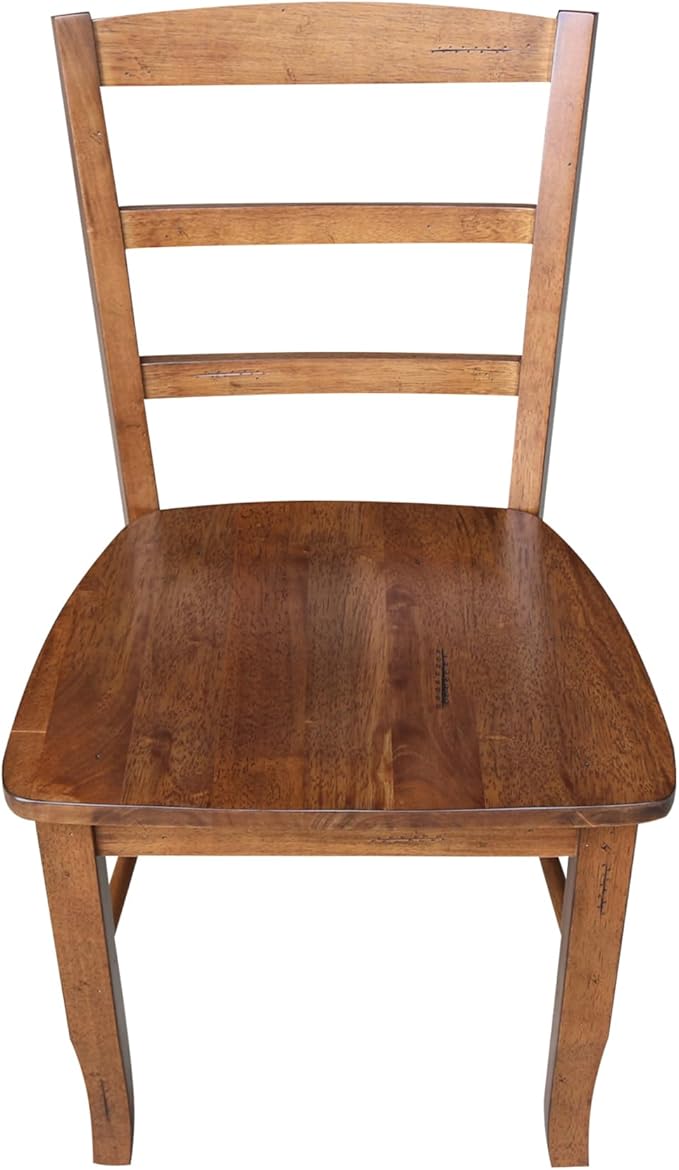 IC INTERNATIONAL CONCEPTS Set of 2 Solid Wood Madrid Ladderback Chairs in Distressed Oak