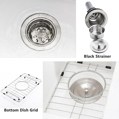 10 Inch White Bar Sink Undermount-VASOYO 10x18 Inch Undermount Wet Bar Sink Small Rv Kitchen Sinks White Quartz Composite Deep Single Bowl Small Kitchen Sinks with Bottom Grid