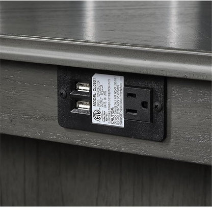 New Classic Furniture Amy Kitchen Counter Island Dining Table for 4 with Storage Shelf & USB Chargers, Contemporary Gray