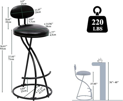 Bar Stools Upholstered Counter Height Barstools for Kitchen Island,Set of 2,Modern PU Leather Dining Chairs with Footrest