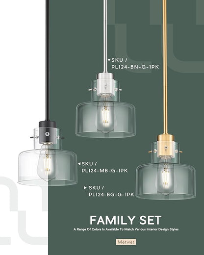 Matte Black Pendant Lights Kitchen Island, 6" Pendant Light Fixtures Over Island with Clear Glass Shade, Modern Kitchen Island Lighting for Dining Room Entryway, PL124-MB-G-1PK
