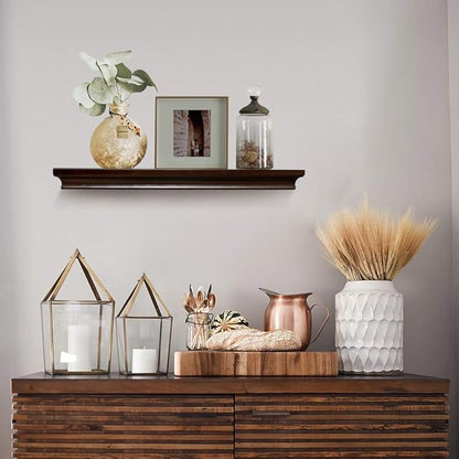 AHDECOR Floating Shelves Wall Mounted, Deeper Wall Storage Shelf for Home Décor, Super Sturdy, Easy to Install, 24” Wide, 7.75” Deep, Espresso Brown