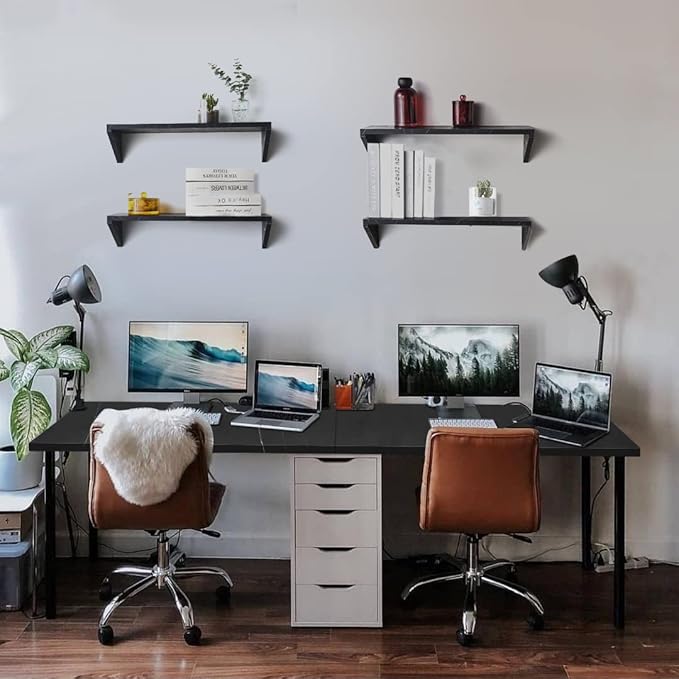 Kaboon 43x24 inches Tabletop, Solid One-Piece Desktop for Sit Stand Desk, Double Desks, L Desk DIY,Wood Countertop Home or Commercial Use,1 inch Thick, Could Atlas/Black Marble, 23.62" D x 43" W