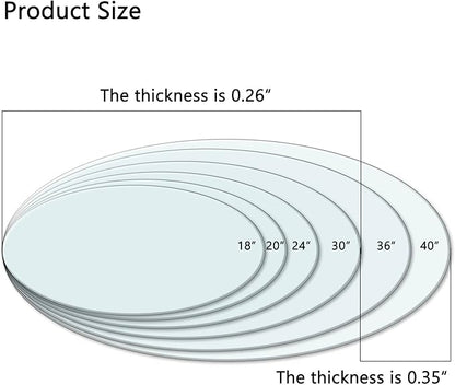 24" Tempered Glass Table Top Round Transparent Table Surface 1/4'' Thick Pencil Polished Edge Multipurpose for Dining, Coffee, Restaurant and End Table (24inch)