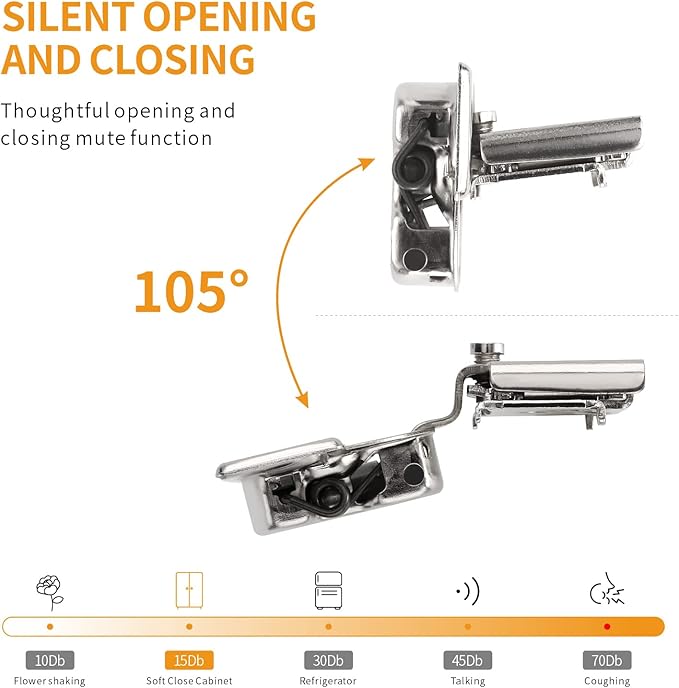 Chibery 50 Pack 3/4" Overlay 3D Soft Close Concealed Hinge for Face Frame Door, Smooth Slow Self Closing Hinges, Satin Nickel, Hidden 105° Open Angle Stainless Steel Hinge for Kitchen Cabinet Door