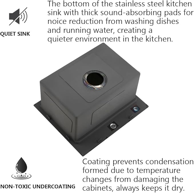 20x16 Black Bar Sink Drop In,16 Gauge Overmount Small RV Sink Stainless Steel Black Kitchen Sink Top Mount Outdoor Single Bowl Prep Sink