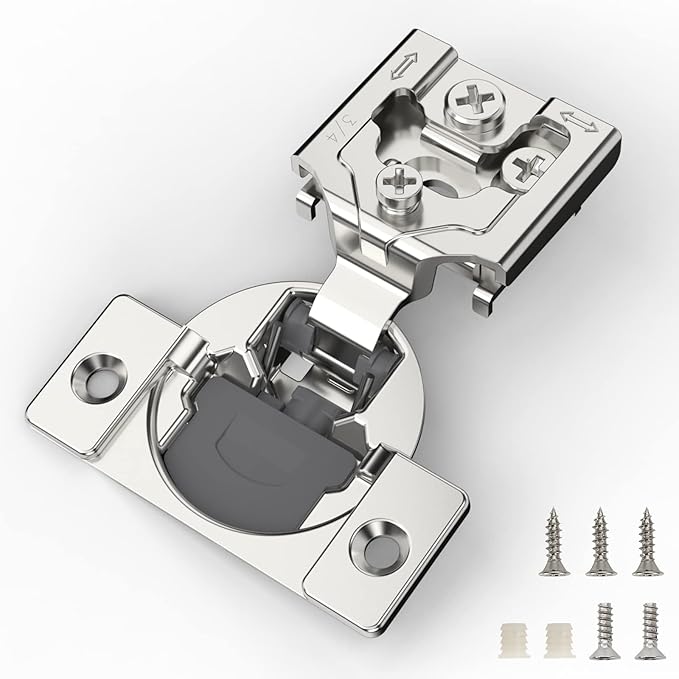 Furniware 60 Pieces 3/4 inch Overlay Soft Close Cabinet Hinges for Face Frame Cabinet, Stainless Steel, 105° Opening Angle, Concealed Self Closing Door Hinges- 3 Way Adjustment