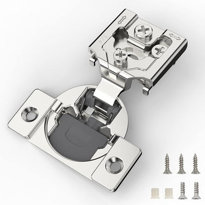 Furniware 60 Pieces 3/4 inch Overlay Soft Close Cabinet Hinges for Face Frame Cabinet, Stainless Steel, 105° Opening Angle, Concealed Self Closing Door Hinges- 3 Way Adjustment