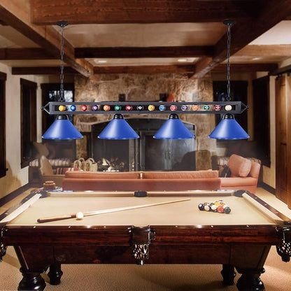 Wellmet Pool Table Light, 70-Inch 4-Light Billiard Pendant Fixture for Game Room, Adjustable Industrial Hanging Light for Over Billiard Table, Kitchen Island, Dining Table, or Man Cave