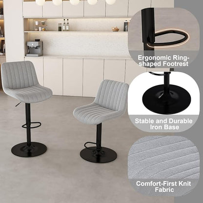 63 Inch Kitchen Island with 4 Deep Brown Bar Stools – White Marble Countertop, Integrated LED Lighting & Grille Design, Multi-Functional Breakfast Bar for Dining Rooms, (White+2grey)