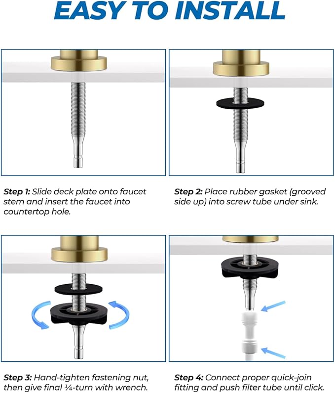 WEWE Drinking Water Faucet, Lead-Free Kitchen Water Filter Faucet for Reverse Osmosis or Water Filtration System, RO Faucet, Gold