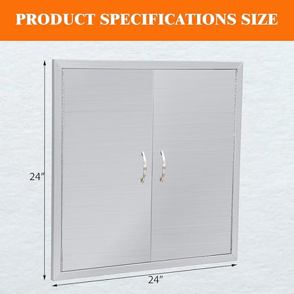 24"x24" Stainless Steel Outdoor Kitchen Doors - Flush Mount BBQ Access Door for Outdoor Kitchens, BBQ Islands & More