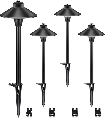 SUNVIE Low Voltage Pathway Lights 12V LED Landscape Path Lights 3000K Outdoor Waterproof Landscape Lighting 3W Aluminum Low Voltage Landscape Lights for Walkway Yard Garden ETL Listed Cord, 4 Pack