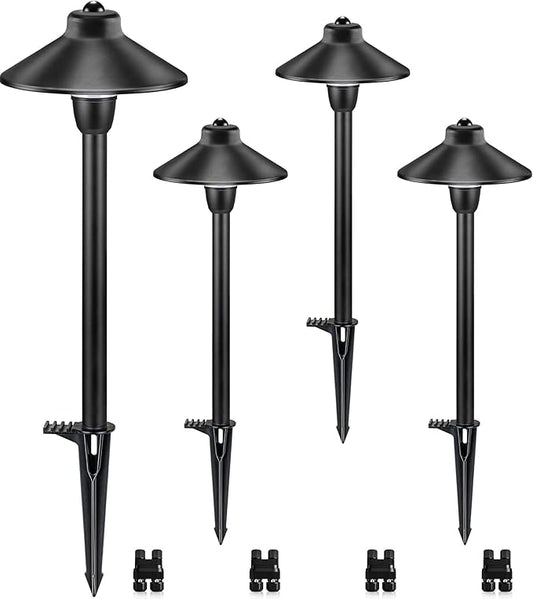 SUNVIE Low Voltage Pathway Lights 12V LED Landscape Path Lights 3000K Outdoor Waterproof Landscape Lighting 3W Aluminum Low Voltage Landscape Lights for Walkway Yard Garden ETL Listed Cord, 4 Pack