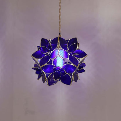 Bieye L11020 Petals Tiffany Style Stained Glass Ceiling Pendant Light for Home Decoration (Cobalt Blue, 12" Rose Lily)