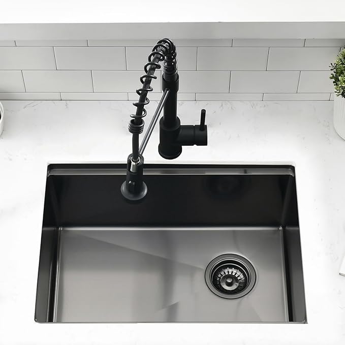23 Inch Black Undermount Kitchen Sink Workstation - SZBAQTM 23x18 Inch Stainless Steel Undermount Sink Single Bowl 10'' Deep Handmade Kitchen sink with Cutting Board& Strainer
